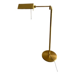 Vintage Brass Bankers Floor Lamp with Articulated Arm, 1960s For Sale