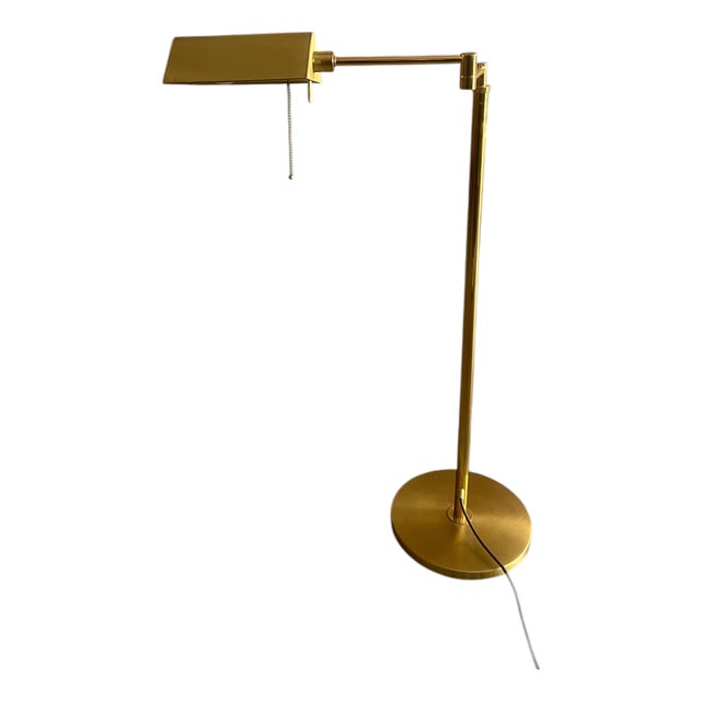 Vintage Brass Bankers Floor Lamp with Articulated Arm, 1960s For Sale