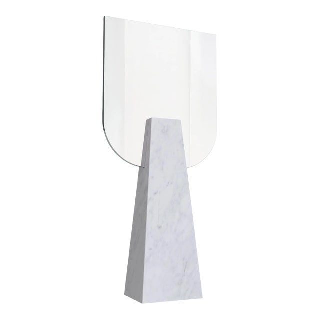 "Ophelia" Contemporary Carrara Marble Table Mirror Chairish