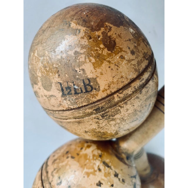 Late 19th Century Antique Victorian Primitive Oversized Wooden Hand Weights, Dumbbells - a Pair For Sale - Image 5 of 9