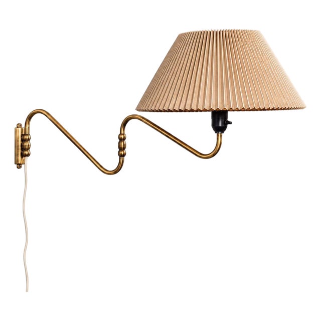 Danish Modern, Articulating Wall Light or Sconce, Patinated Brass, Denmark, 1950s For Sale