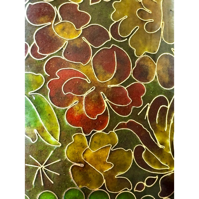 Traditional Pair Cloissone Vases For Sale - Image 3 of 5