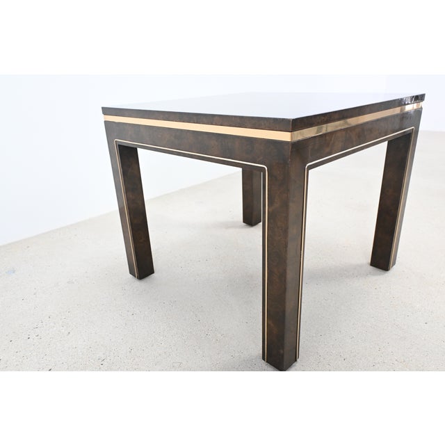 Mastercraft Mastercraft Burled Elm and Brass Accent Side Table For Sale - Image 4 of 18