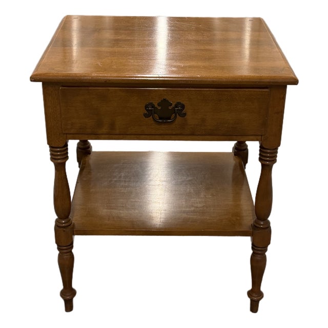 Ethan Allen Heirloom Nutmeg Maple Colonial Early American Nightstand For Sale