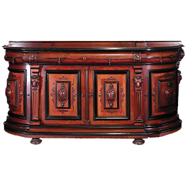 Late 19th Century Antique American Renaissance Walnut Sideboard With Lacquer & Mirror, C. 1870. For Sale - Image 5 of 6