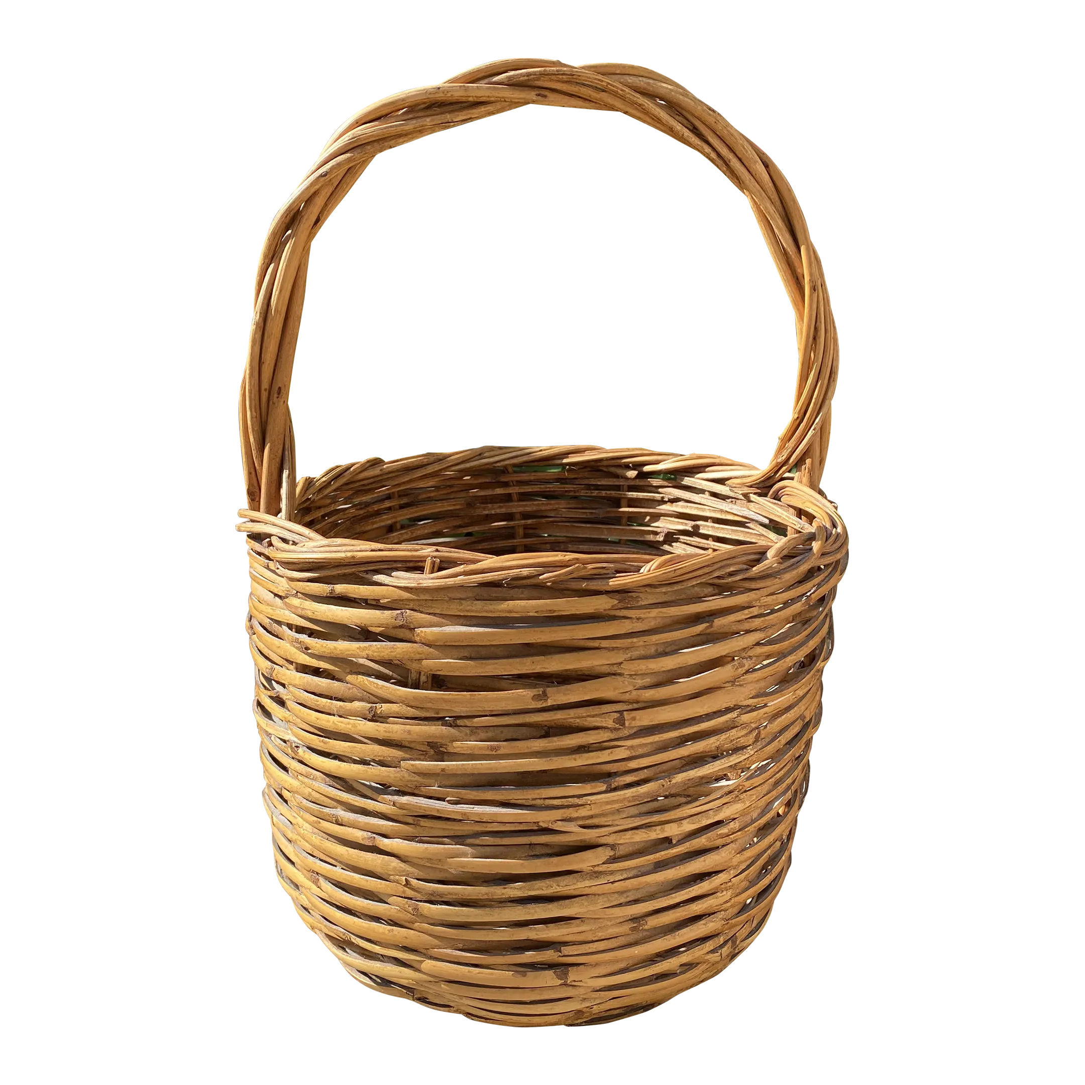 Vintage French Woven Wicker Basket With Handle | Chairish