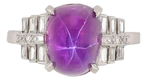 Vintage No Heat 7 Carat Purplish Pink Star Sapphire Platinum Art Deco Ring, Size 6.25