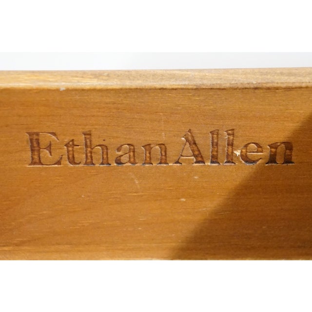 Brown Ethan Allen Country Craftsman Solid Pine Early American Shaker Style 37" Drop Leaf Accent End Table 19-8304 - 219 Medium Brown Finish For Sale - Image 8 of 17