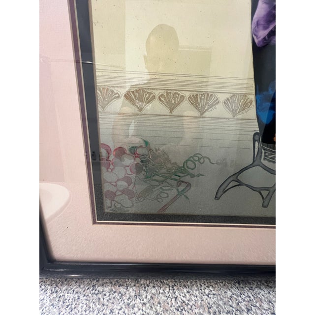 Black Vintage Postmodern 1980s Windsor Karen Chambellan “Grape Vase” Framed Art Print Vase Decorative Oriental Signed For Sale - Image 8 of 10