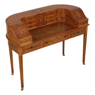 Vintage Edwardian Satinwood Painted Carlton House Desk For Sale