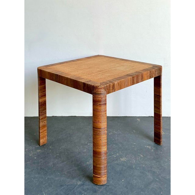 Bielecky Brothers Vintage Bielecky Brothers Wrapped Rattan Game Table For Sale - Image 4 of 12