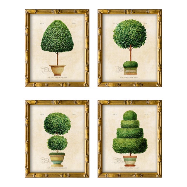 Framed Reproduction Vintage "Topiary Garden (Set of 4)" Art Prints For Sale