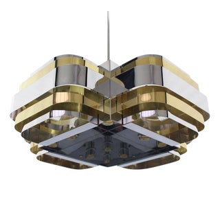 Brass and Chrome Light Fixture For Sale