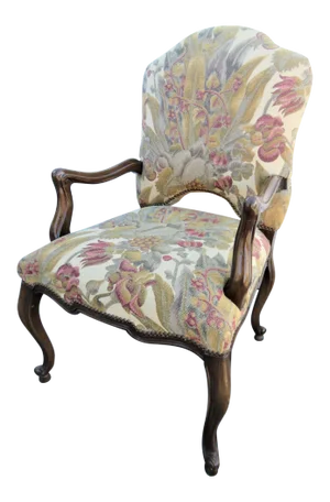 Late 20th Century Louis XV Style Walnut Tapestery Arm Chair