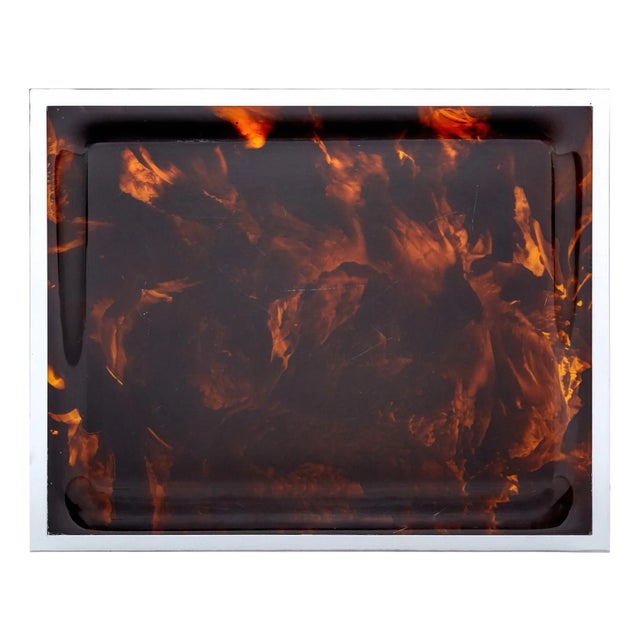 French Lucite and Chrome Vintage Tray For Sale