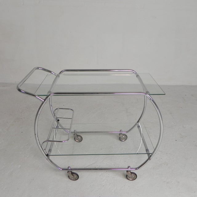 Silver Art Deco Chrome Serving Cart, 1950s For Sale - Image 8 of 18