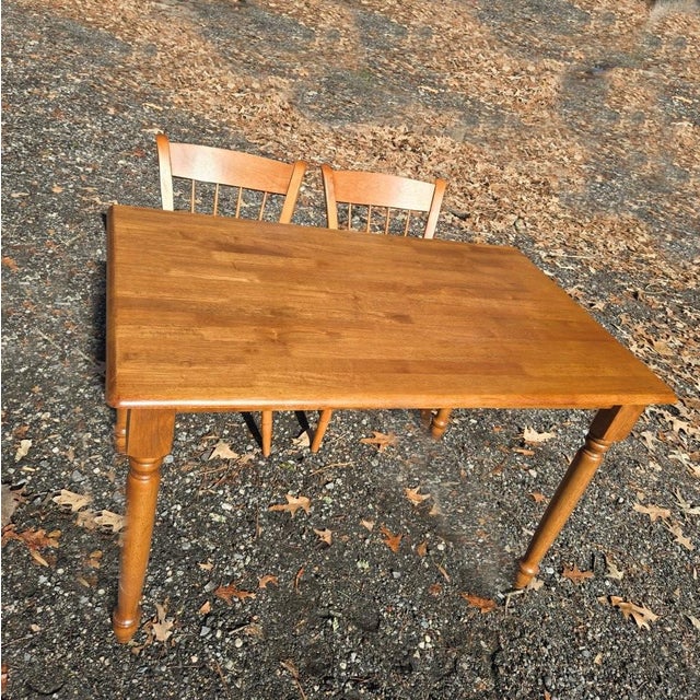 Late 20th Century Late 20th Century Solid Wood Traditional Nichols and Stone Wooden Chairs and Amesbury Chair Dining Table For Sale - Image 5 of 14