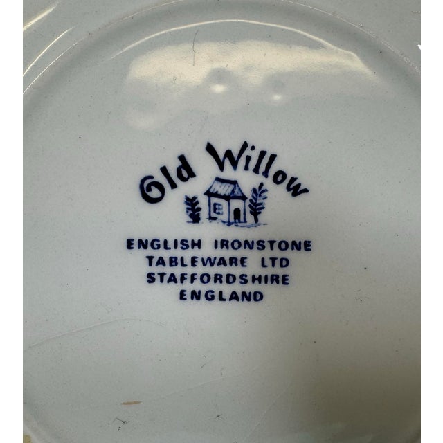 Vintage Blue Old Willow Dessert Plate by English Ironstone Tableware, LTD - Made in Staffordshire, England - Circa 1970 For Sale - Image 11 of 11