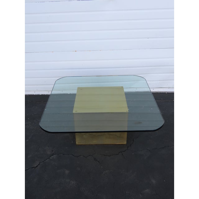 Mid 20th Century Habitat International Mid Century Modern Brass Glass Top Coffee Table 6604 For Sale - Image 5 of 16