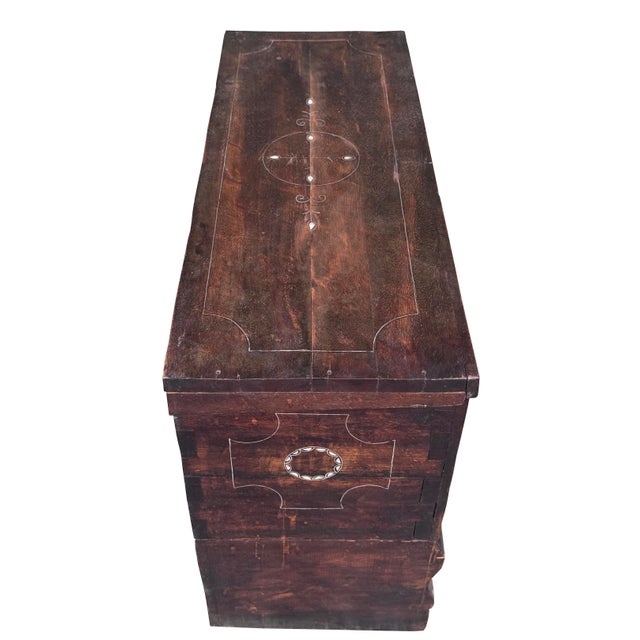 Early 20th Century Early 20th Century Mother of Pearl Inlaid Bridal Chest For Sale - Image 5 of 6