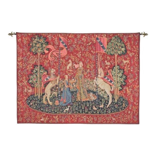 Lady With the Unicorn - Taste Loom Woven Tapestry - 122 X 165 Cm (4'0" X 5'5") - Requires Rod Size 4 For Sale