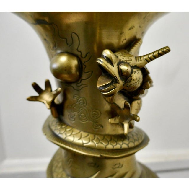 1900 - 1909 Large Oriental Decorated Brass Vase, 1900 For Sale - Image 5 of 7