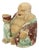 Large Laughing Buddha Wooden Polychrome Sculpture For Sale