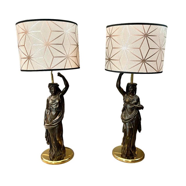 Black 19th Century Caryatid Lamps, Set of 2 For Sale - Image 8 of 8