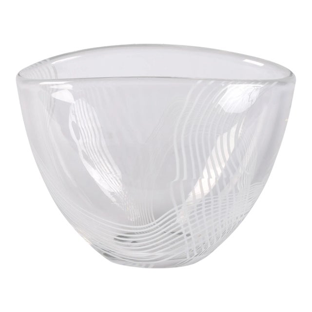 Vintage Vicke Lindstand Kosta Art Glass Arabesque Bowl For Sale