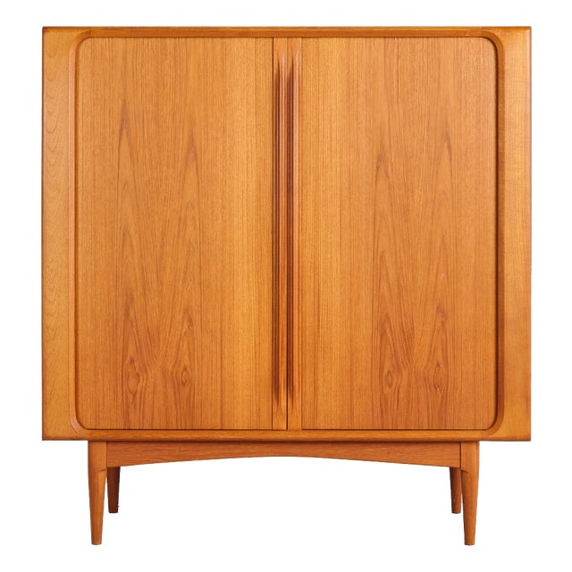 Teak Highboard with Louvered Doors by Bernhard Pedersen & Søn, Denmark, 1960s For Sale