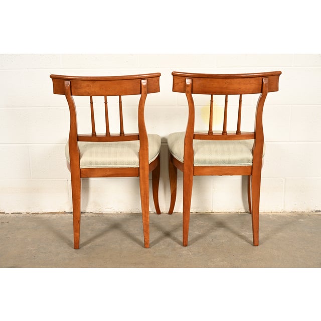 Kindel Furniture Regency Solid Cherry Wood Klismos Side Chairs or Dining Chairs, Pair For Sale - Image 13 of 15