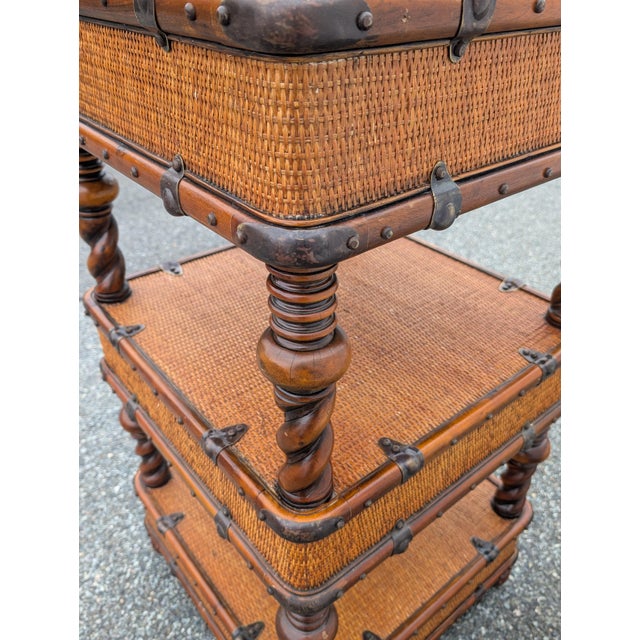 Vintage Theodore Alexander Wicker Rattan Barley Twist Étagère Accent Chest of Drawers For Sale - Image 14 of 17