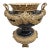 Mid 20th Century Large Neoclassical Black & Gilt Urn Centerpiece Bowl With Figural Handles For Sale