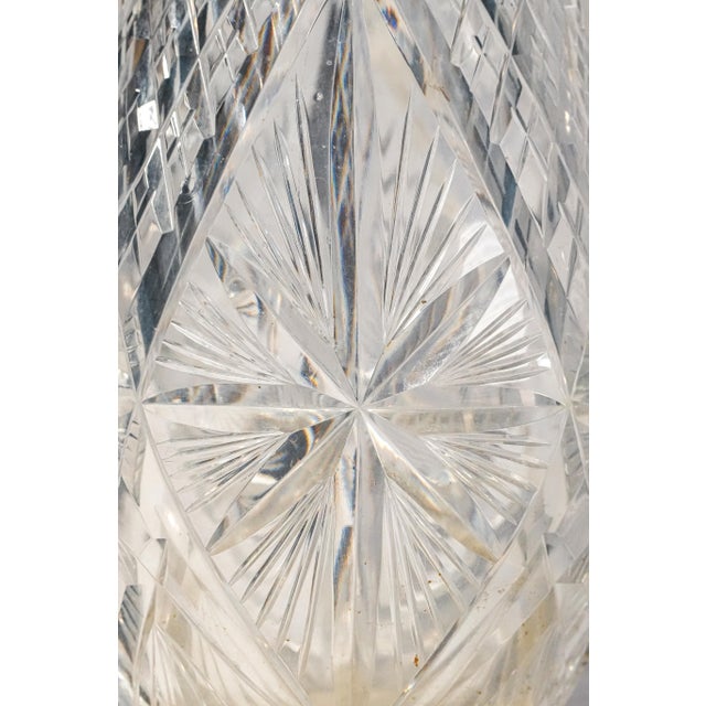 1910s Elegant Heavy Large Hand Cut Crystal German 800 Silver Luxury Flower Vase Home Decor For Sale - Image 5 of 18