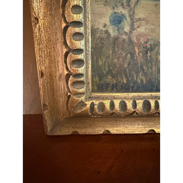 1952 Original Oil Painting Pocono Mountains Landscape: The Eric Danisch Estate Barn, Scotrun Pa For Sale - Image 4 of 16