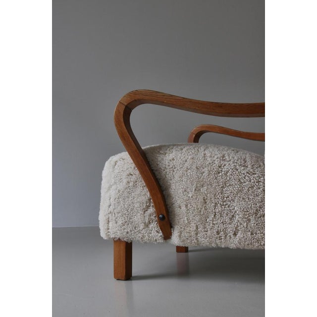 Danish Modern Lounge Chair in Oak and Sheepskin, Denmark, 1940s For Sale - Image 12 of 18