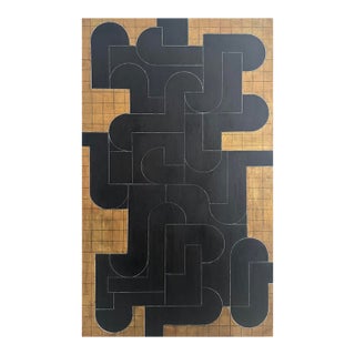 Contemporary Geometric, Abstract Oil, and Cold Wax Painting—gold, and Black by Stephen Cimini For Sale