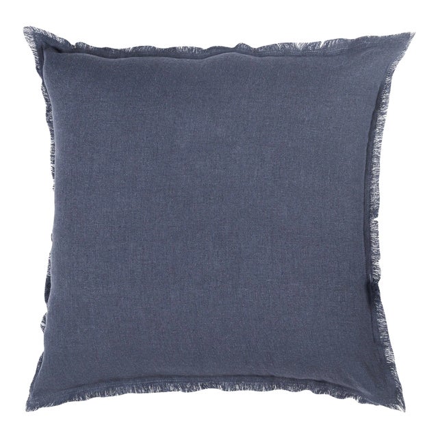 Navy Blue Down Linen Pillow For Sale