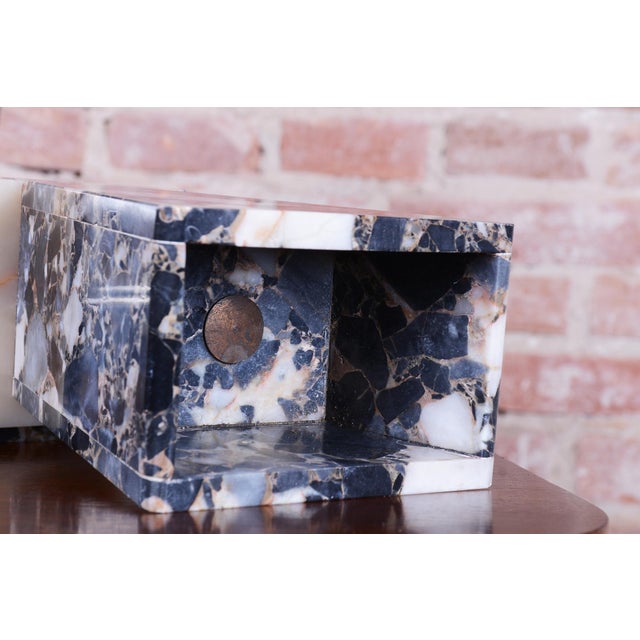 Art Deco Fireplace Clock in Marble, Bronze, and Glass, France, 1920s, Set of 3 For Sale - Image 9 of 18