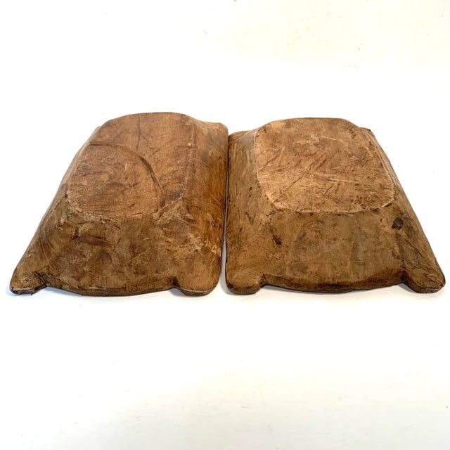 Vintage Hand-Carved Wood Dough Bowls Trenchers- a Pair For Sale - Image 4 of 7