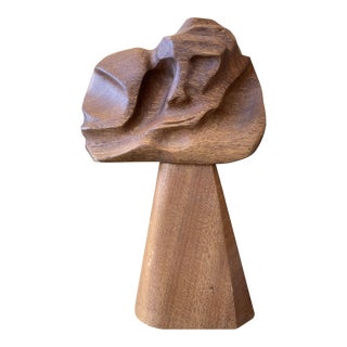 Mid-Century Modern Cubist Bust Wood Sculpture For Sale