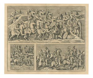 Montfaucon, Cavalry Battle and River Crossing with Armored Horsemen, 1722, Engraving