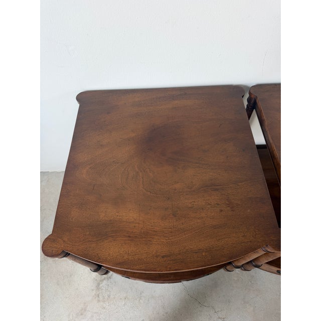 Vintage Baker Furniture Empire-Style Wood End Tables With Drawer – A Pair For Sale - Image 9 of 18
