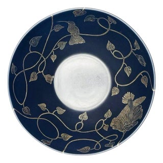 Emilia Castillo for Los Castillo Plata Pura Porcelain & Silver Bowl, Taxco, 1991 For Sale