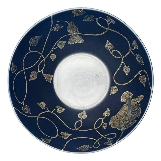 Emilia Castillo for Los Castillo Plata Pura Porcelain & Silver Bowl, Taxco, 1991 For Sale