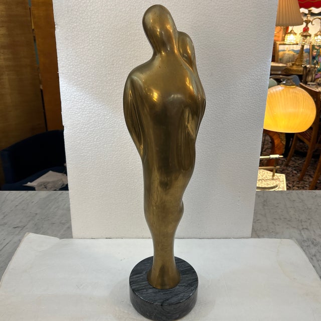 Brass Mid Century Brass and Marble Abstract Sculpture For Sale - Image 8 of 12