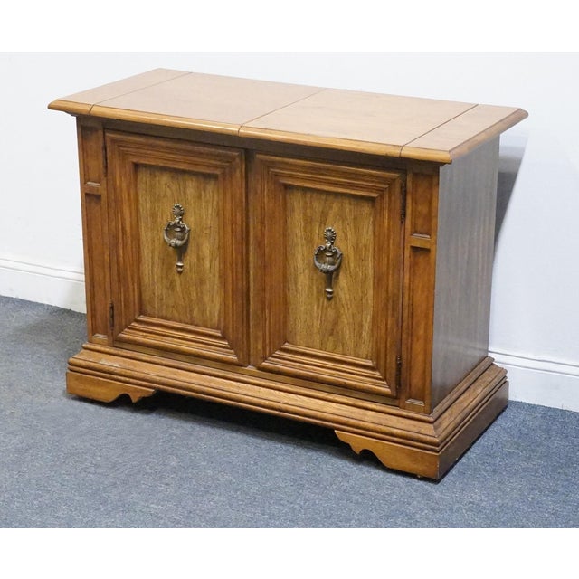 STANLEY FURNITURE Walnut Italian Mediterranean Style 62" Flip Top Server Buffet 31" High Leaves Closed: 62.5" Wide Leaves...