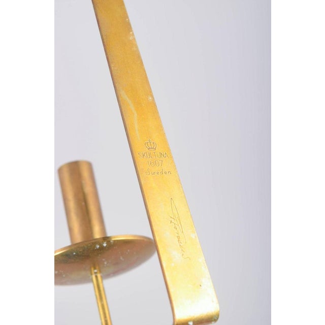Wall Candleholder in Brass with Pendulum Suspension by Pierre Forsell for Skultuna, 1960s For Sale - Image 4 of 6