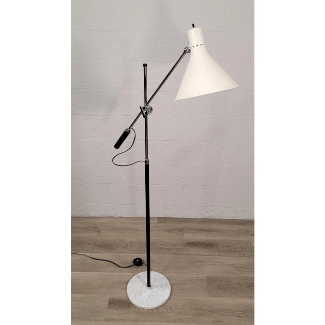 Angelo Lelii (Lelli) for Arredoluce Single-Arm White Adjustable Floor Lamp For Sale - Image 10 of 12