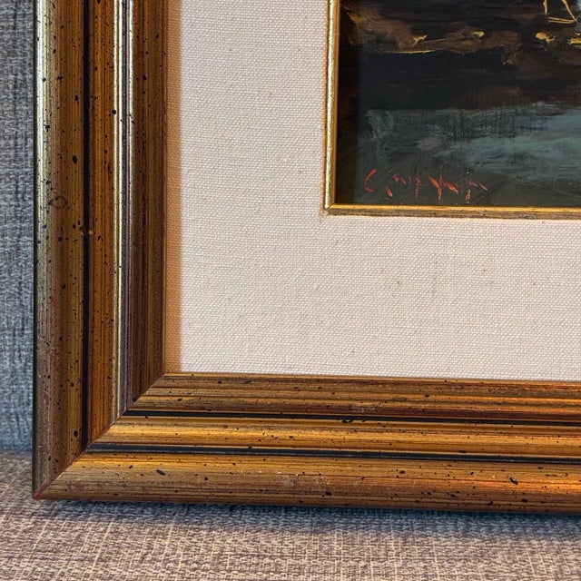Blue Vintage Seascape Art Oil Painting of Nautical Sailboats Venice Italy in a Gold Frame For Sale - Image 8 of 12